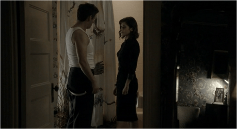 Masters of Sex 2.01 Bill and Virginia suspenders