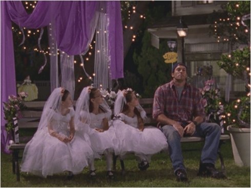 Gilmore Girls 2.02 Luke and mini brides